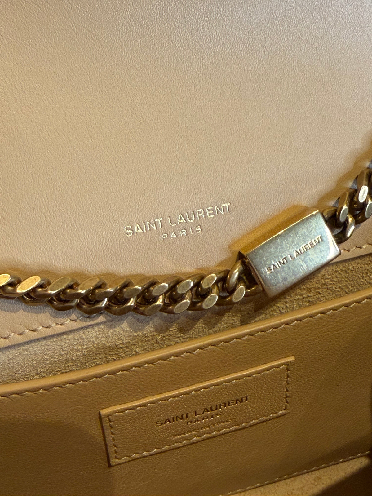 Saint Laurent Kate – Borsa a tracolla dorata con catena