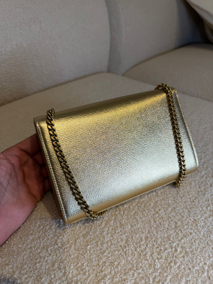 Saint Laurent Kate – Borsa a tracolla dorata con catena