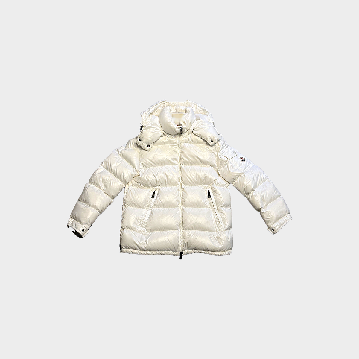 Moncler – Piumino donna bianco avorio con cappuccio