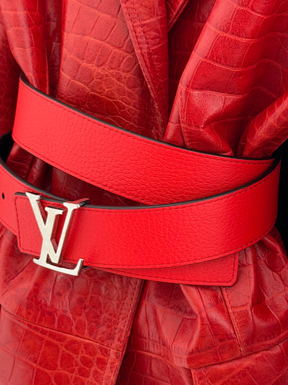 Louis Vuitton LV Initiales – Cintura reversibile rossa e blu navy