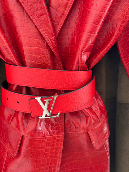 Louis Vuitton LV Initiales – Cintura reversibile rossa e blu navy