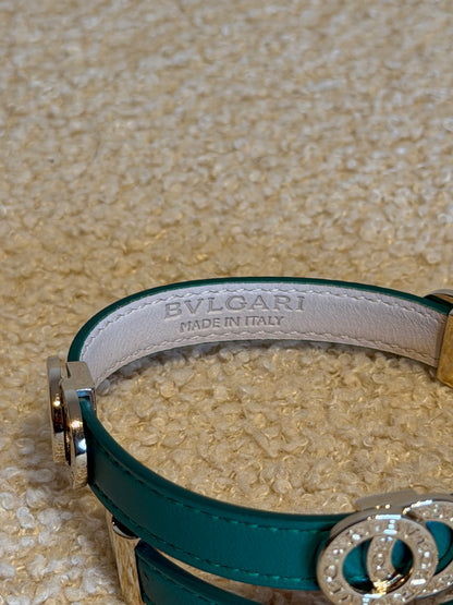 Bulgari – Bracciale doppio giro in pelle verde smeraldo