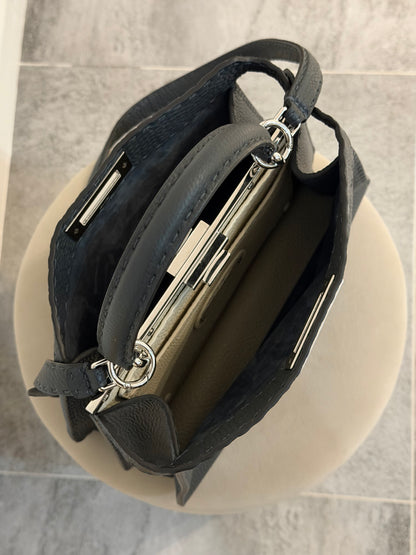 Fendi Peekaboo Medium Selleria – Borsa in pelle grigio scuro
