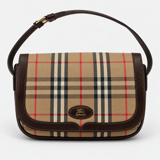 Burberry vintage – Borsa a tracolla in tela check beige