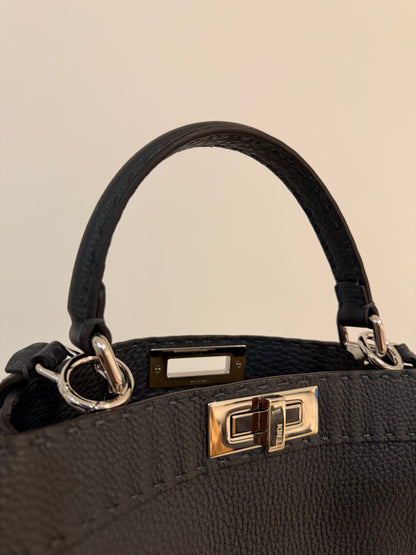 Fendi Peekaboo Medium Selleria – Borsa in pelle grigio scuro