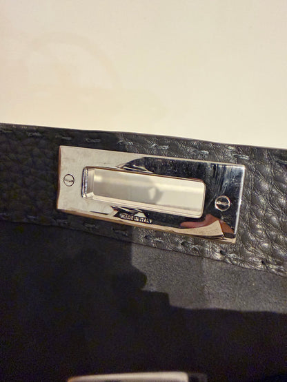 Fendi Peekaboo Medium Selleria – Borsa in pelle grigio scuro
