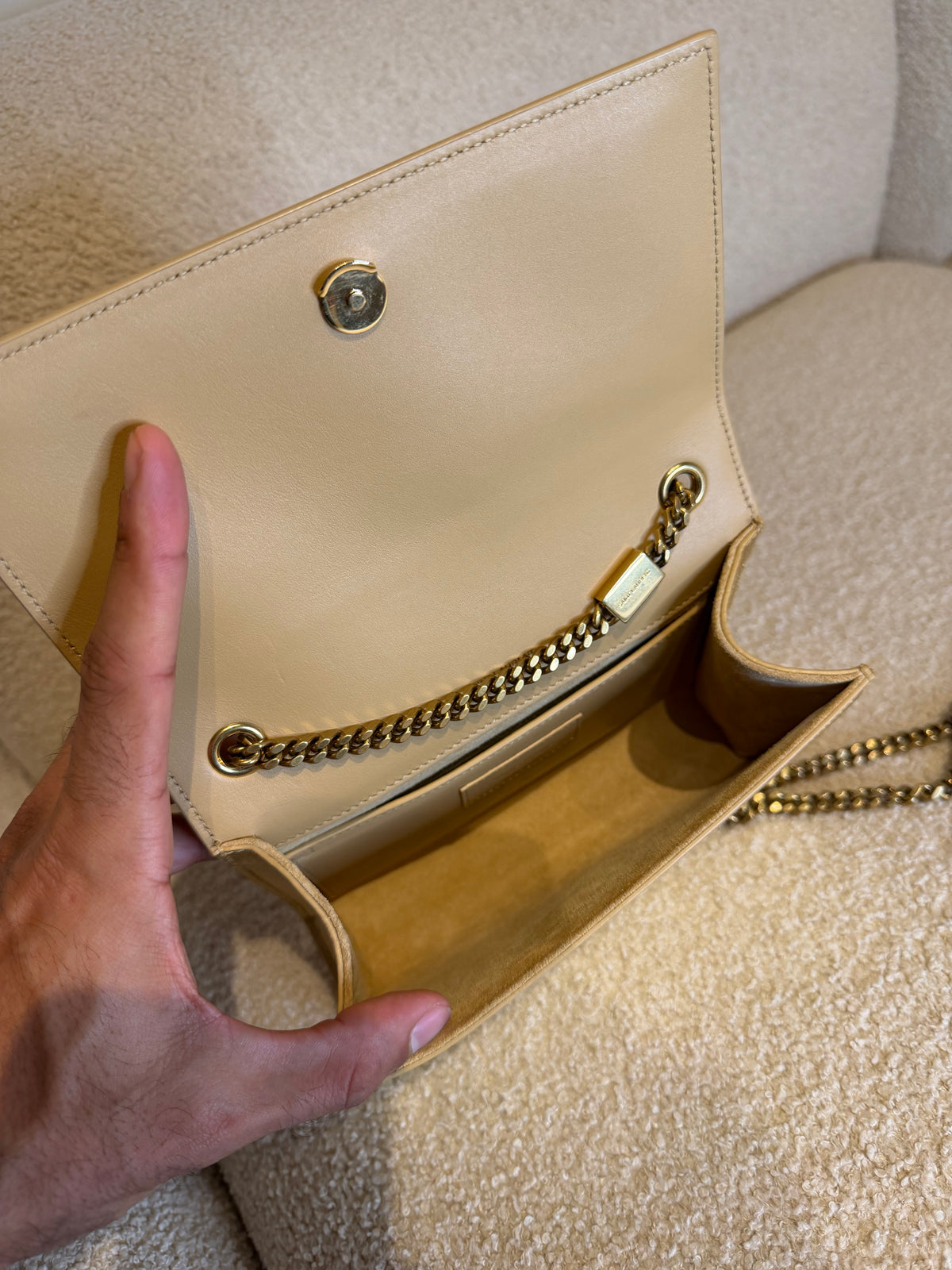 Saint Laurent Kate – Borsa a tracolla dorata con catena
