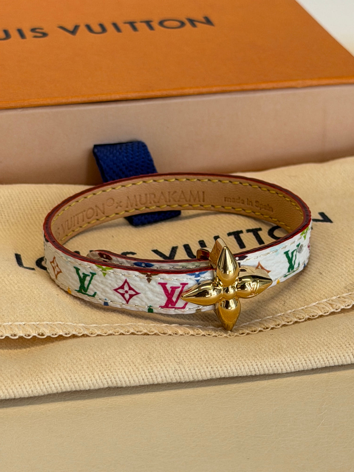 Louis Vuitton × Takashi Murakami – Bracciale in pelle multicolore