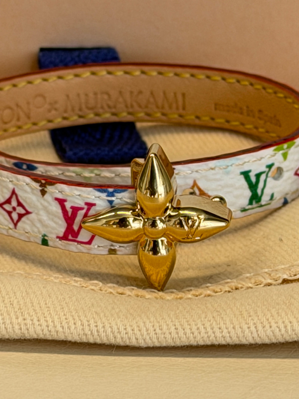 Louis Vuitton × Takashi Murakami – Bracciale in pelle multicolore