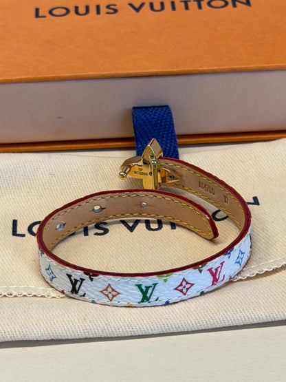 Louis Vuitton × Takashi Murakami – Bracciale in pelle multicolore