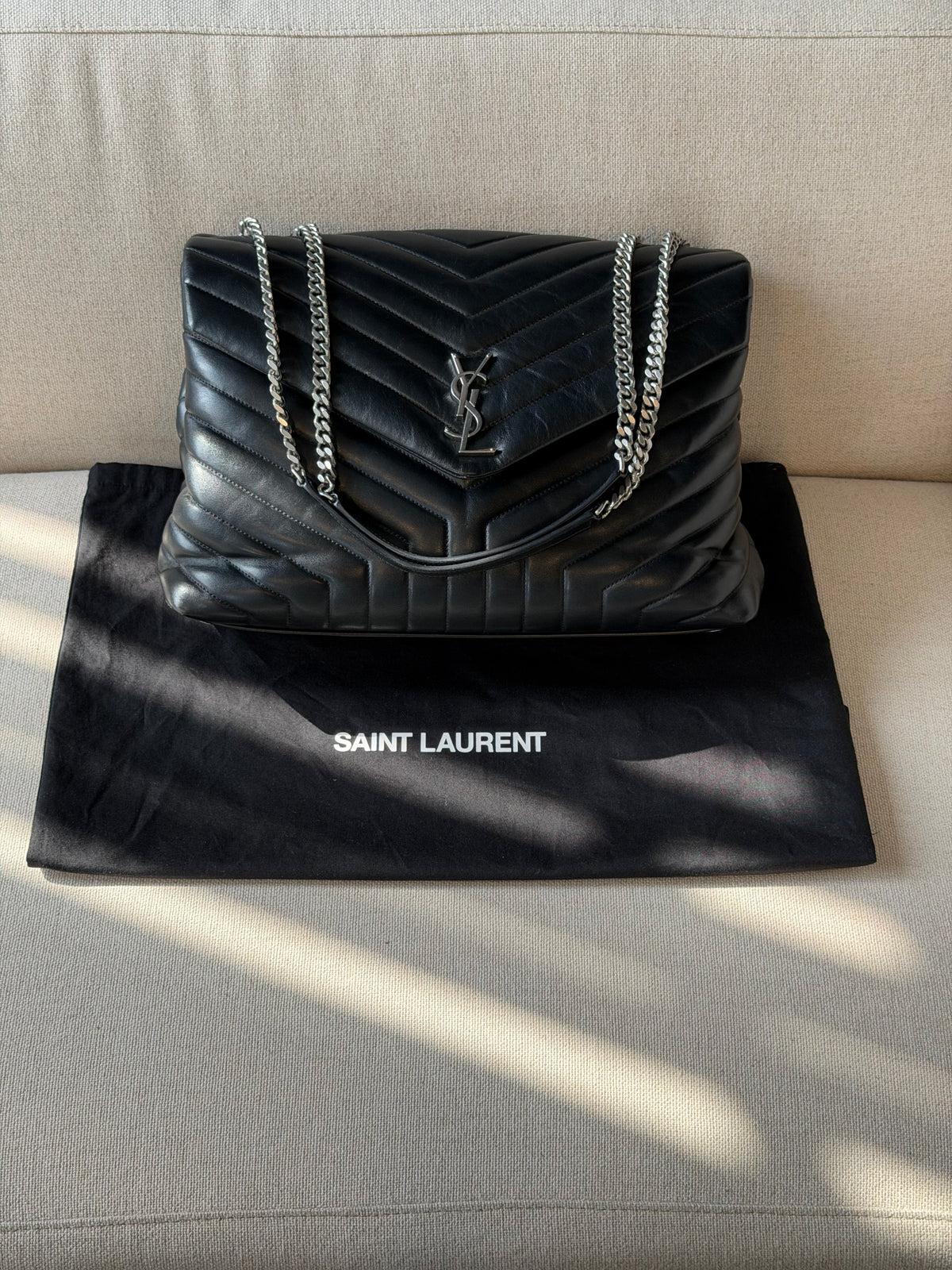 Saint Laurent – Borsa a spalla in pelle nera matelassé