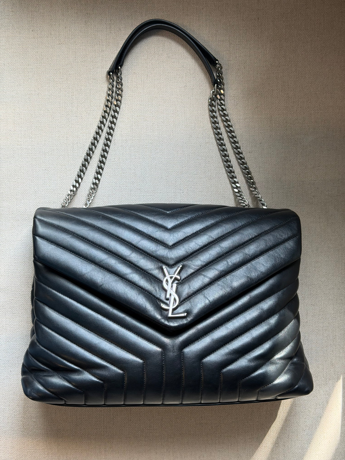 Saint Laurent – Borsa a spalla in pelle nera matelassé