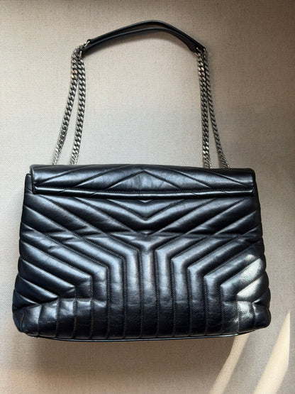 Saint Laurent – Borsa a spalla in pelle nera matelassé