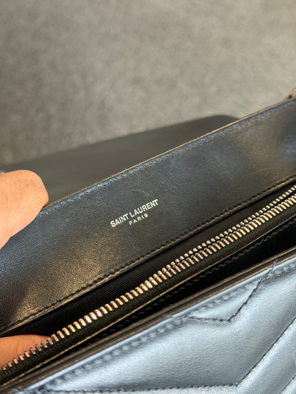 Saint Laurent – Borsa a spalla in pelle nera matelassé