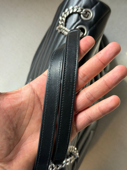 Saint Laurent – Borsa a spalla in pelle nera matelassé