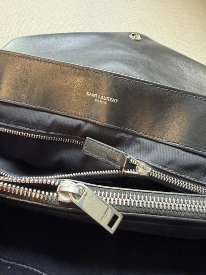 Saint Laurent – Borsa a spalla in pelle nera matelassé