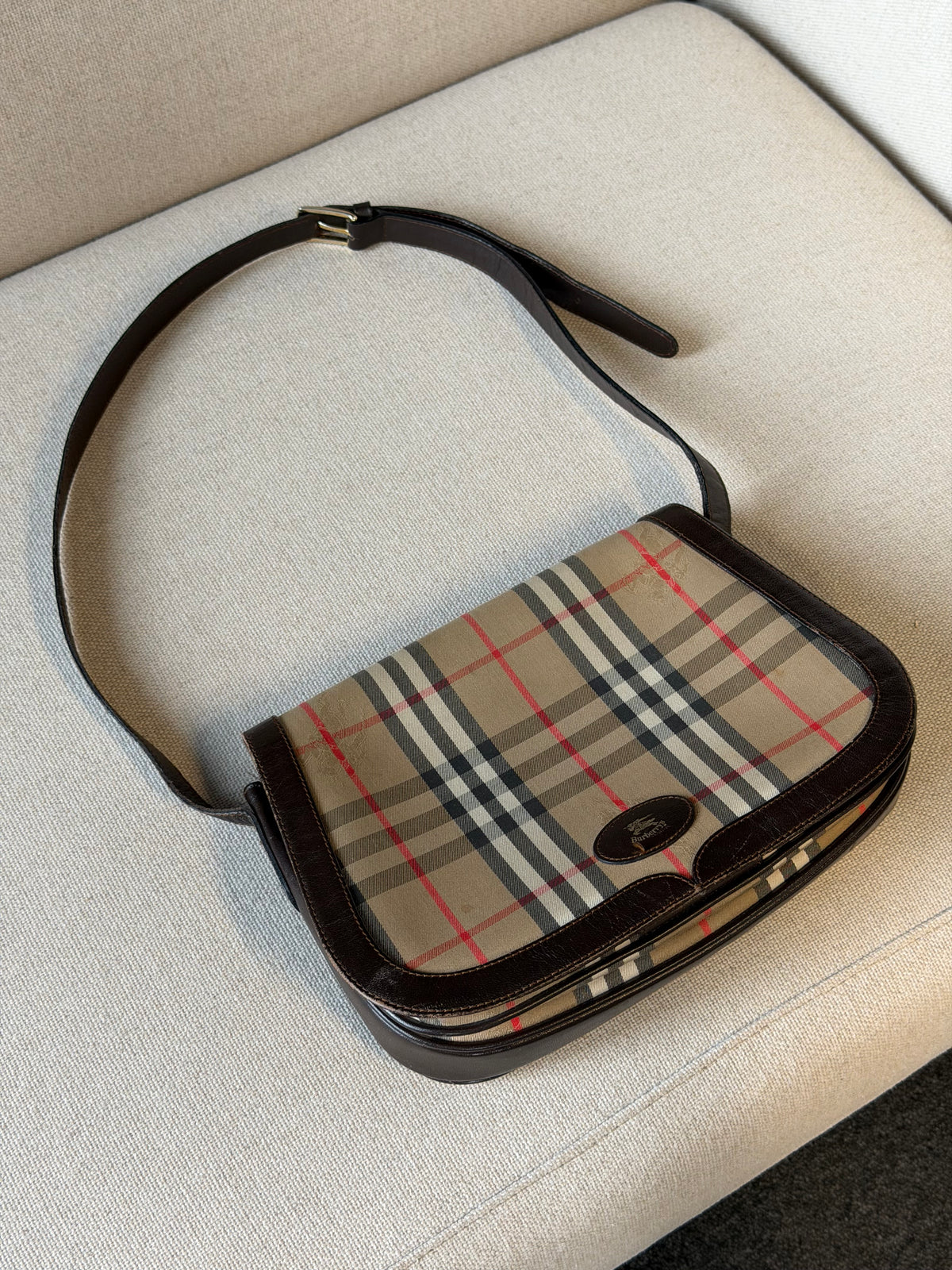 Burberry vintage – Borsa a tracolla in tela check beige