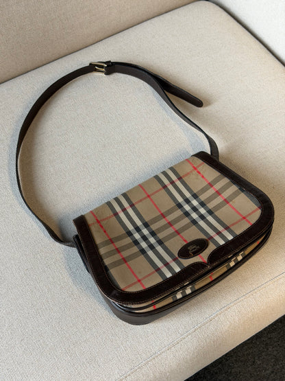 Burberry vintage – Borsa a tracolla in tela check beige