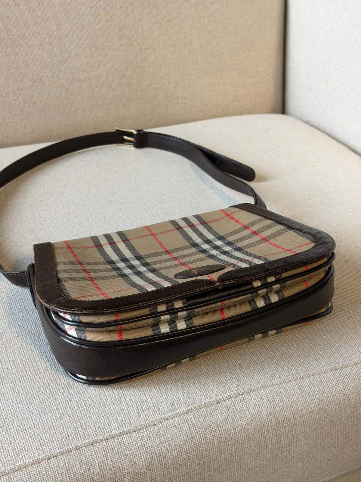 Burberry vintage – Borsa a tracolla in tela check beige