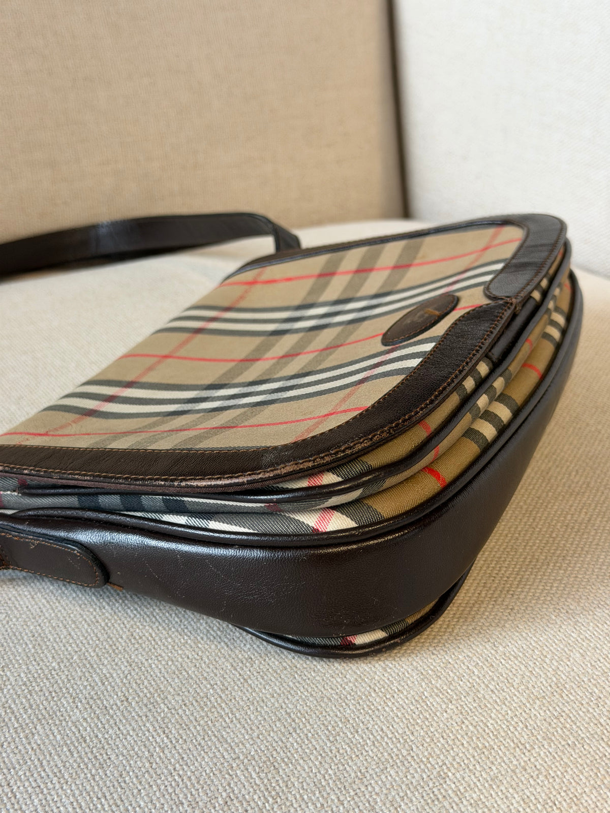 Burberry vintage – Borsa a tracolla in tela check beige