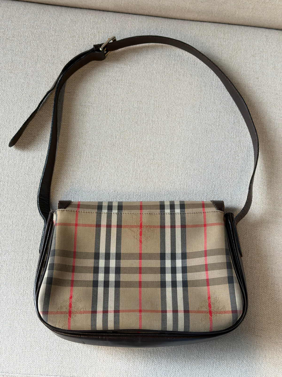 Burberry vintage – Borsa a tracolla in tela check beige
