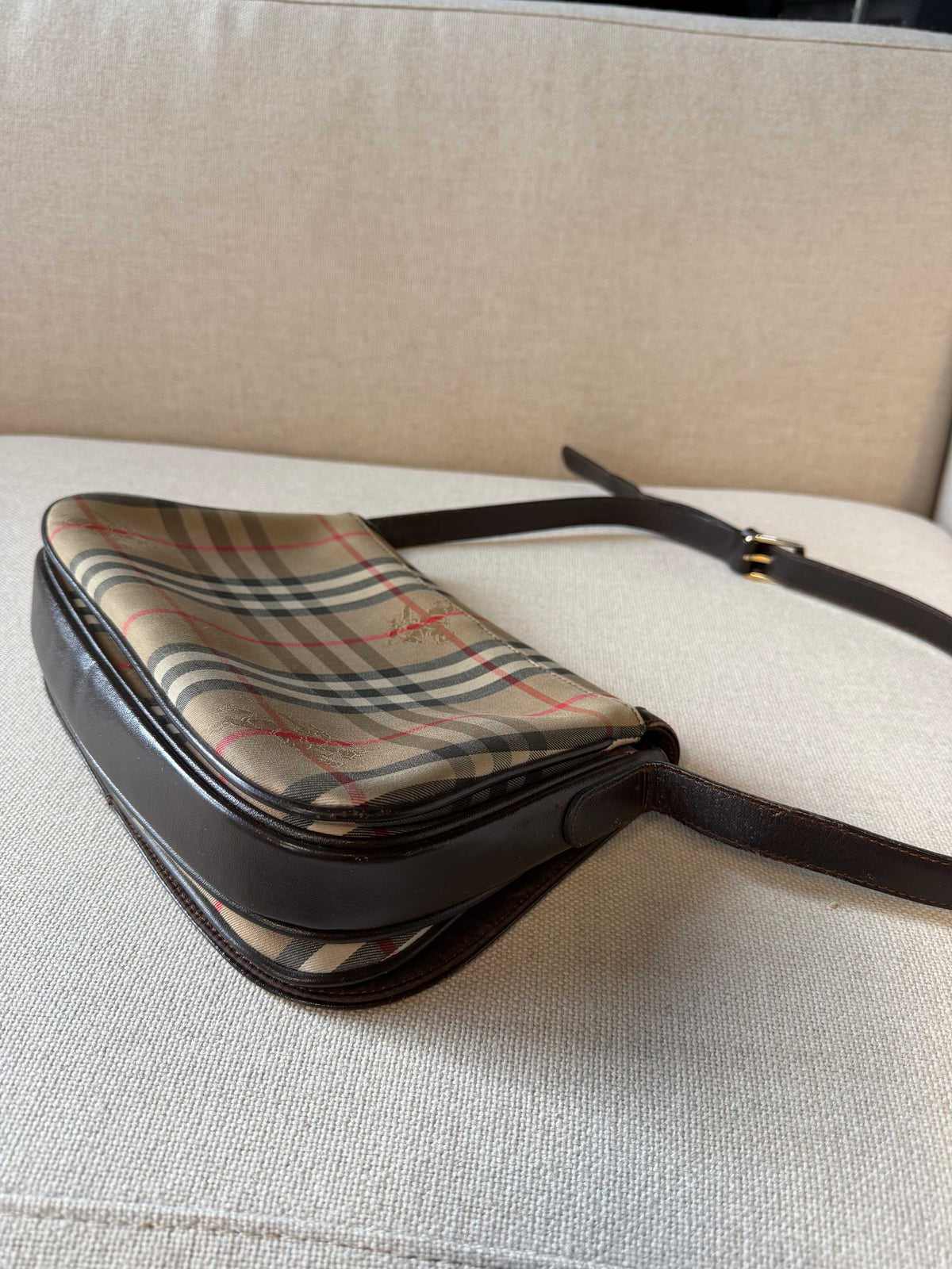 Burberry vintage – Borsa a tracolla in tela check beige