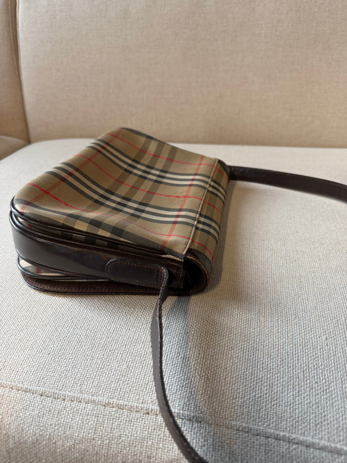 Burberry vintage – Borsa a tracolla in tela check beige