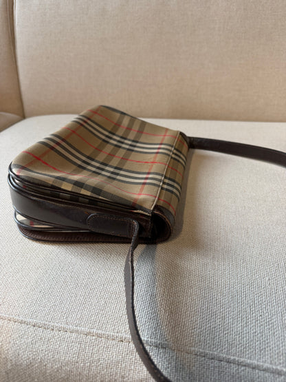 Burberry vintage – Borsa a tracolla in tela check beige