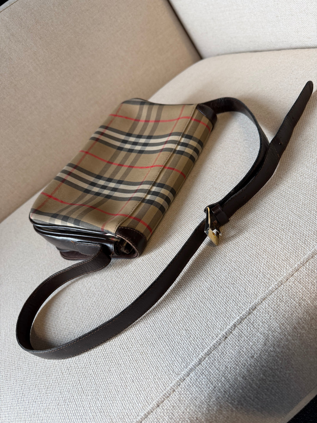 Burberry vintage – Borsa a tracolla in tela check beige