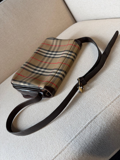 Burberry vintage – Borsa a tracolla in tela check beige