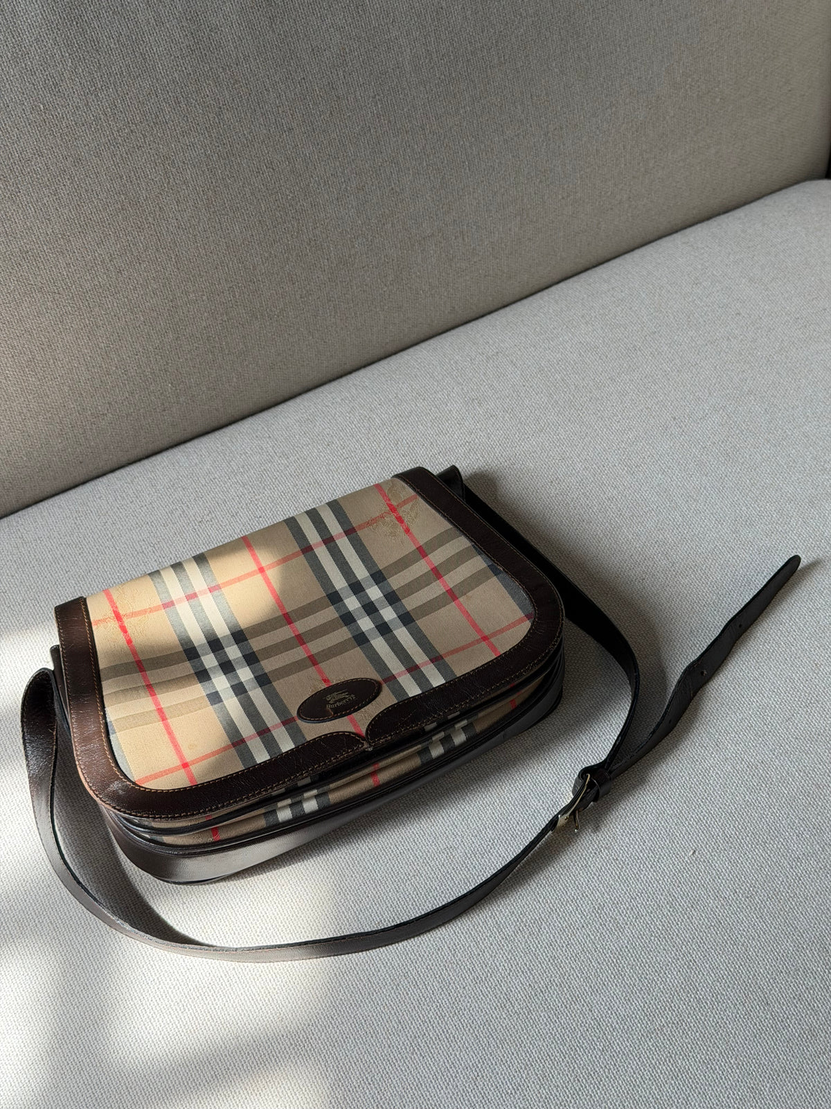 Burberry vintage – Borsa a tracolla in tela check beige