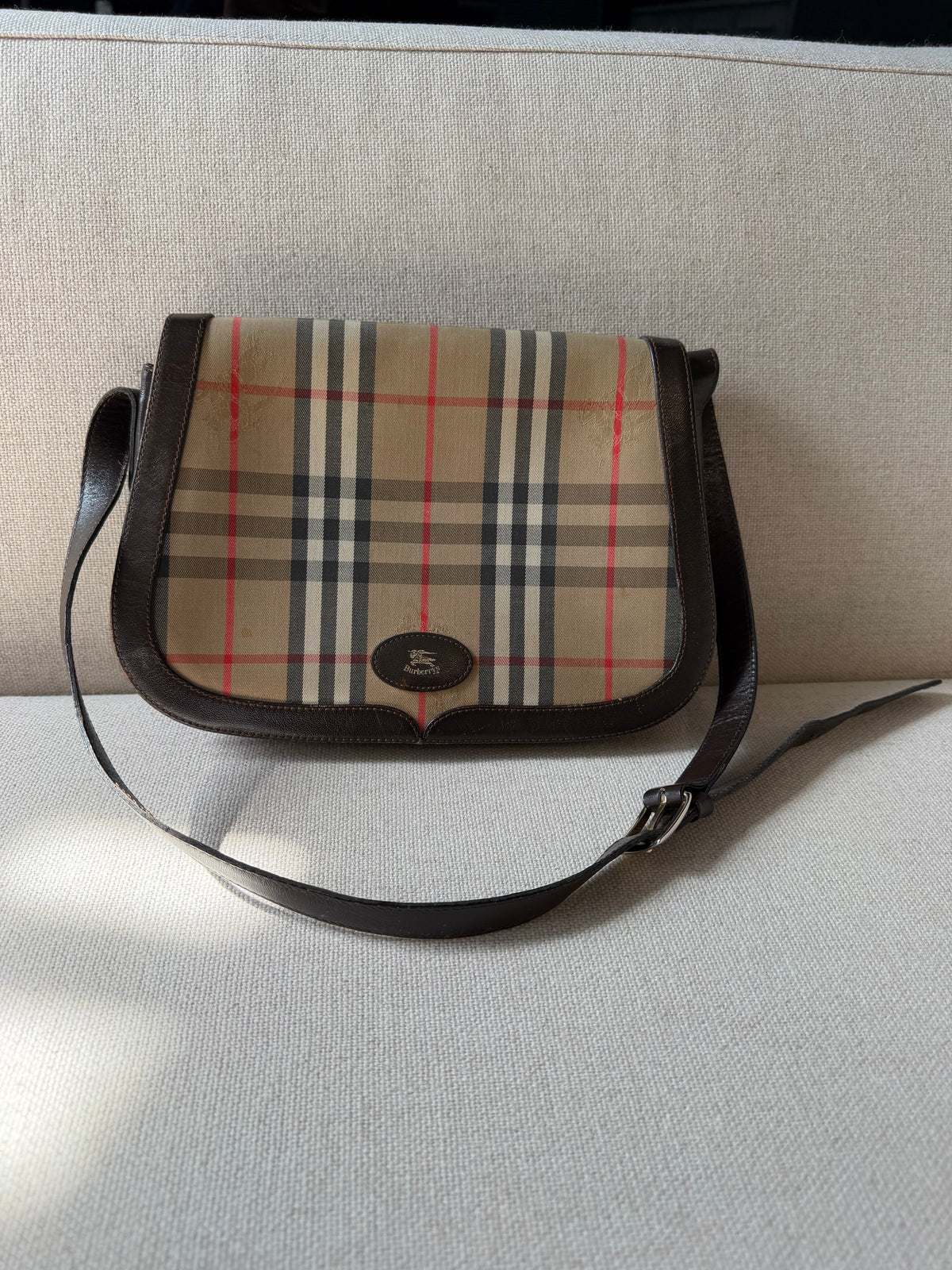Burberry vintage – Borsa a tracolla in tela check beige