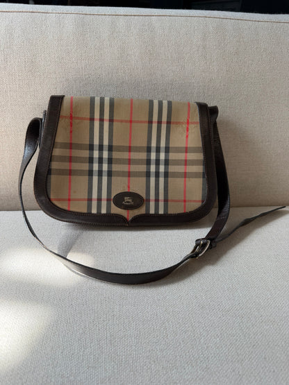 Burberry vintage – Borsa a tracolla in tela check beige