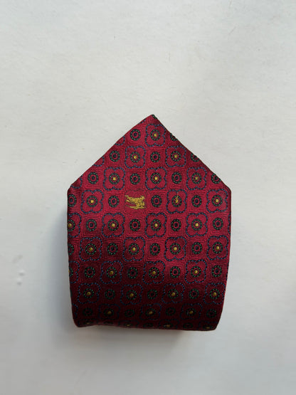 Burberry – Cravatta in seta rossa con motivo decorativo