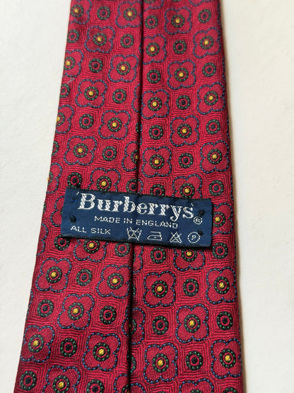 Burberry – Cravatta in seta rossa con motivo decorativo