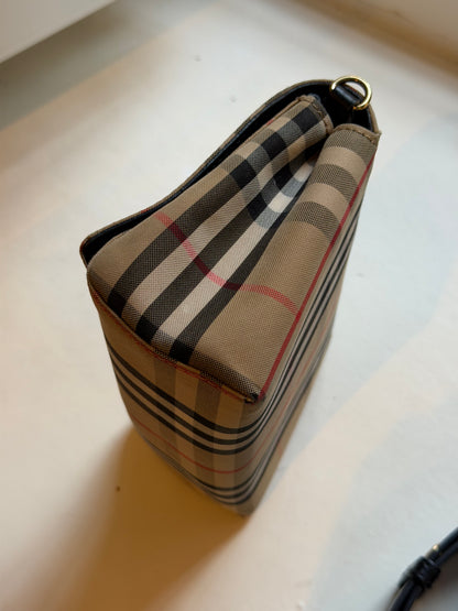 Burberry – Borsa a tracolla Vintage Check beige e nera
