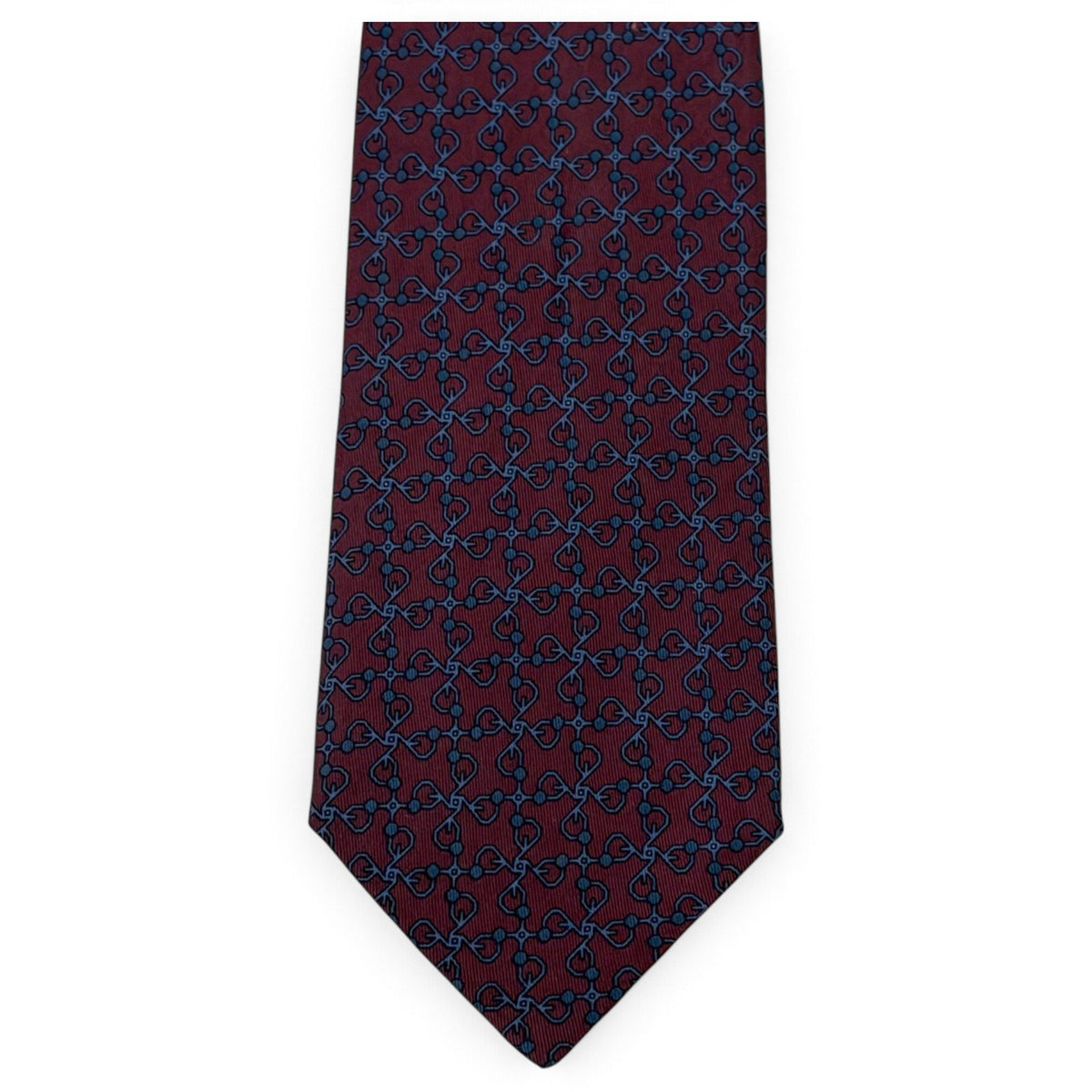 Hermès – Cravatta in seta bordeaux con motivo geometrico