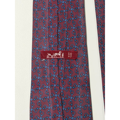 Hermès – Cravatta in seta bordeaux con motivo geometrico