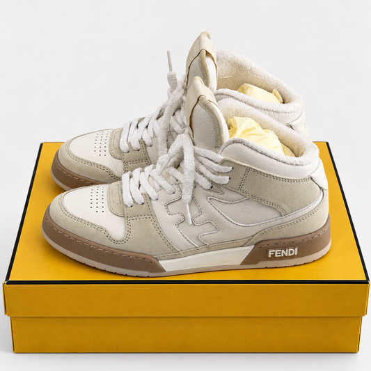 Fendi – Sneakers in pelle e suede panna e beige