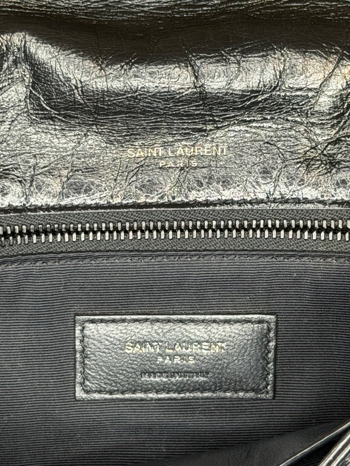 Saint Laurent – Borsa a spalla nera matelassé con catena
