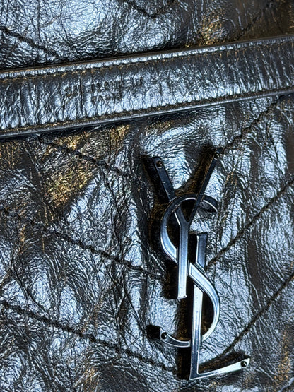 Saint Laurent – Borsa a spalla nera matelassé con catena