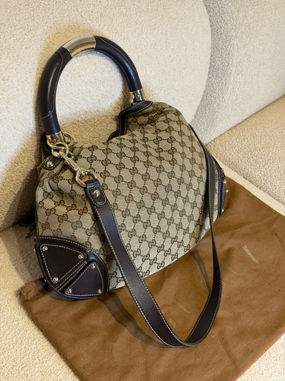 Gucci – Borsa a mano in tessuto GG con nappe