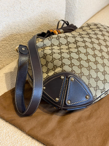 Gucci – Borsa a mano in tessuto GG con nappe