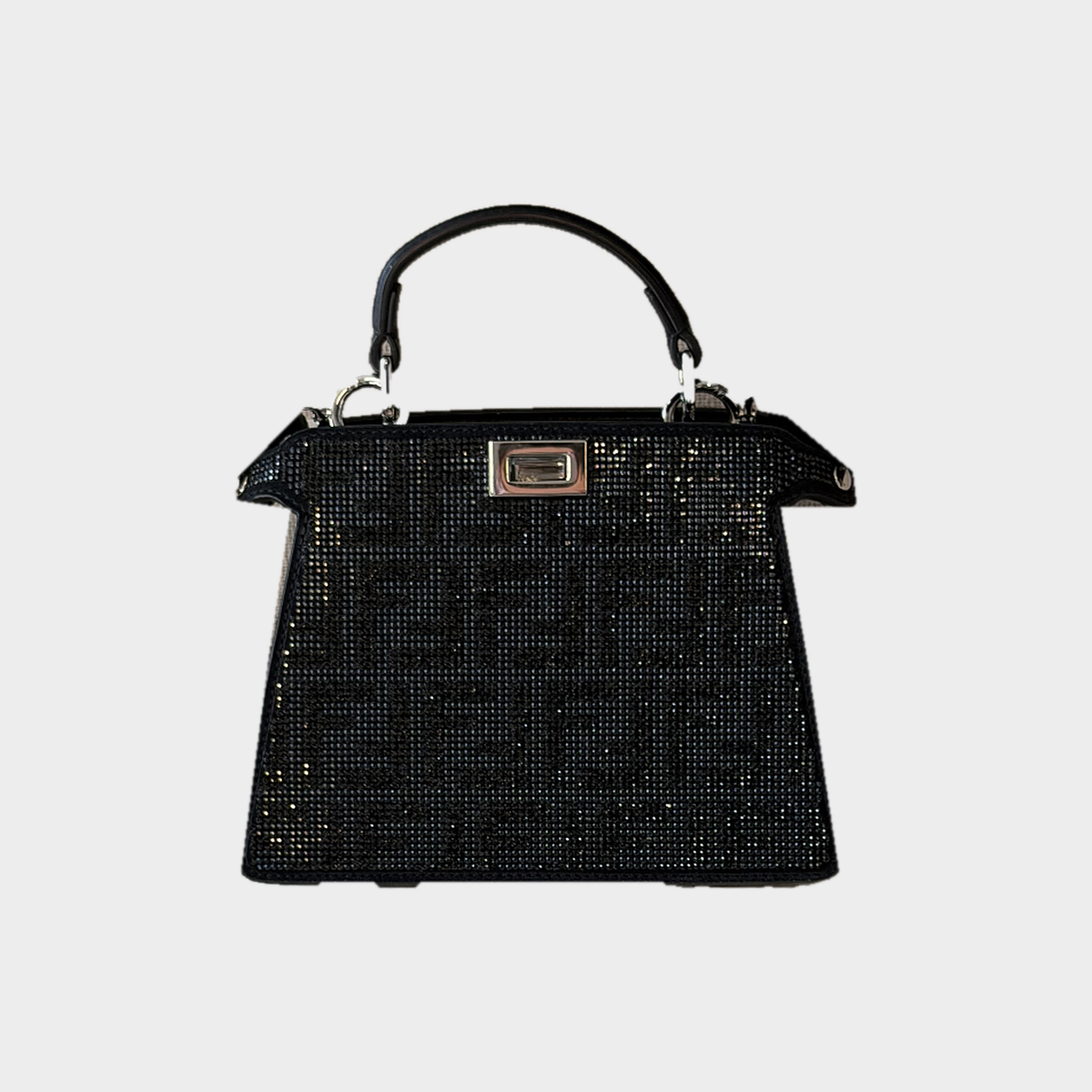 Fendi Peekaboo ISeeU Petite – Borsa nera con cristalli
