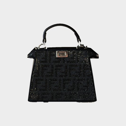Fendi Peekaboo ISeeU Petite – Borsa nera con cristalli