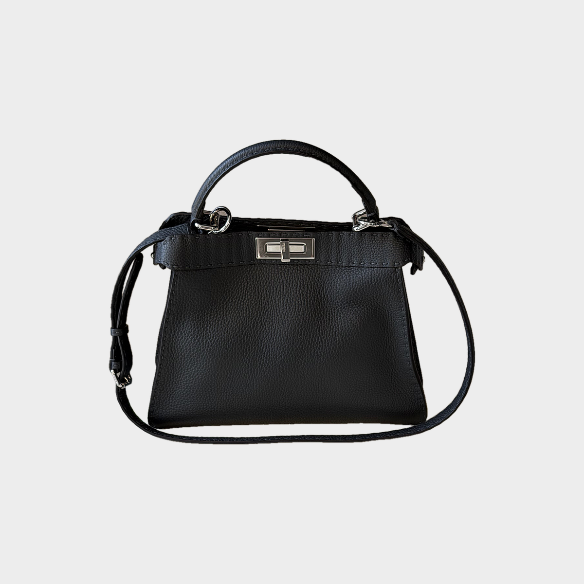 Fendi Peekaboo Medium Selleria – Borsa in pelle grigio scuro