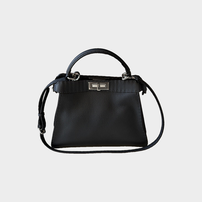 Fendi Peekaboo Medium Selleria – Borsa in pelle grigio scuro