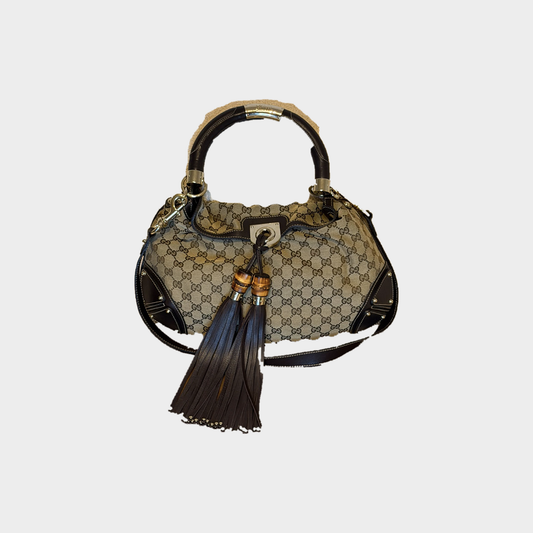 Gucci – Borsa a mano in tessuto GG con nappe