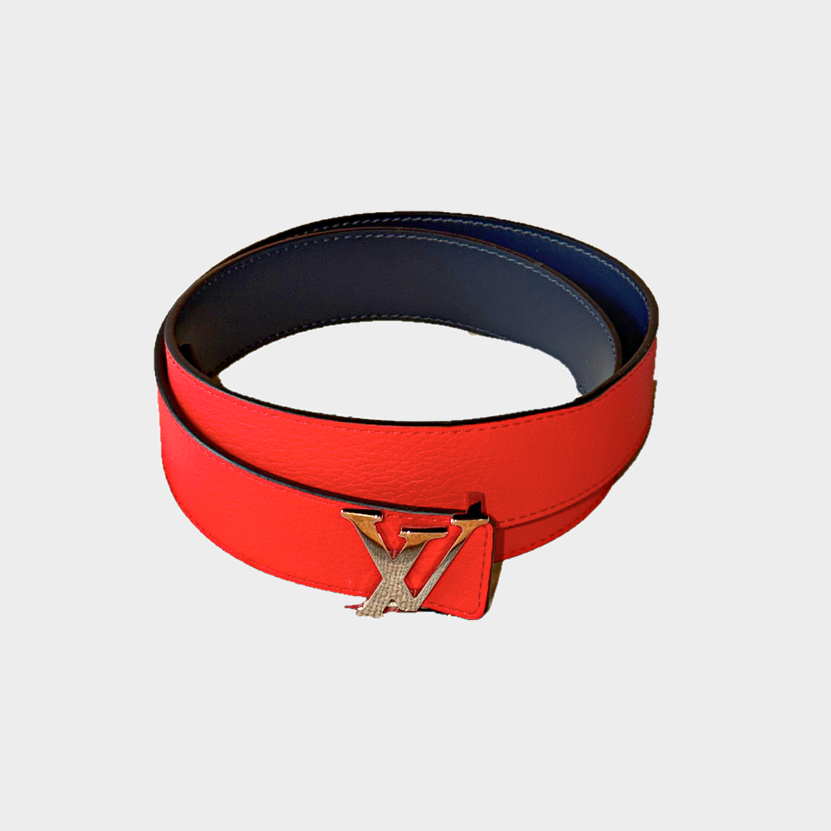 Louis Vuitton LV Initiales – Cintura reversibile rossa e blu navy