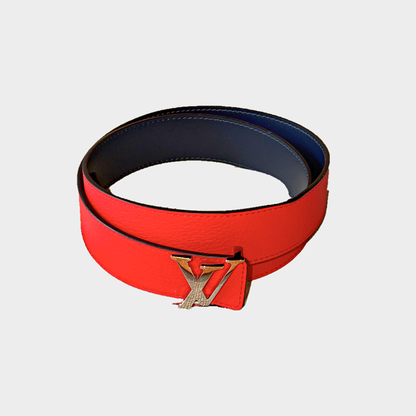 Louis Vuitton LV Initiales – Cintura reversibile rossa e blu navy